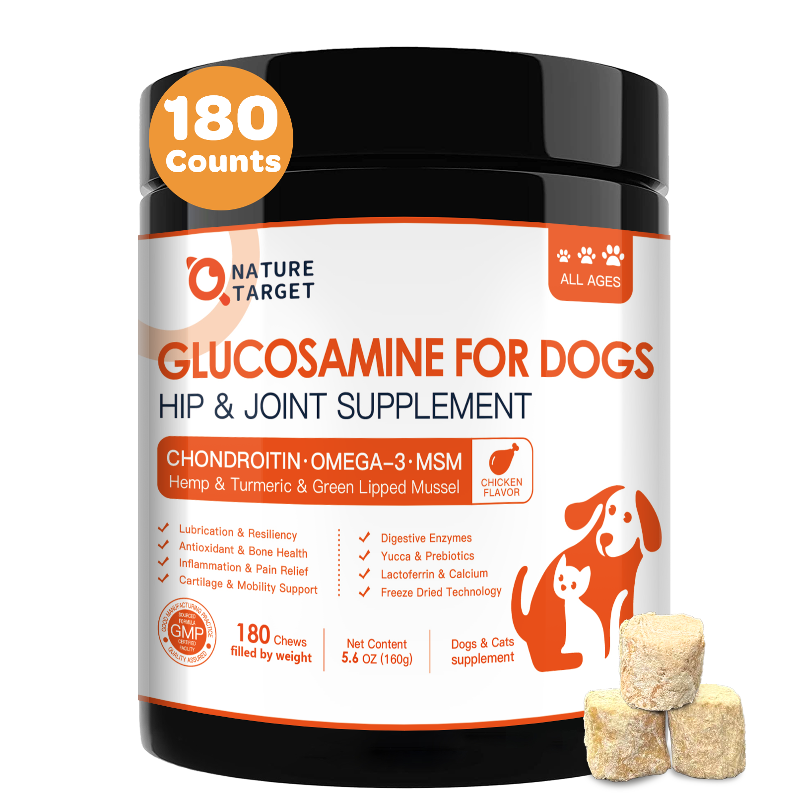 Dogs Glucosamine Chews with Chondroitin + MSM + Omega-3 for Joint Supp