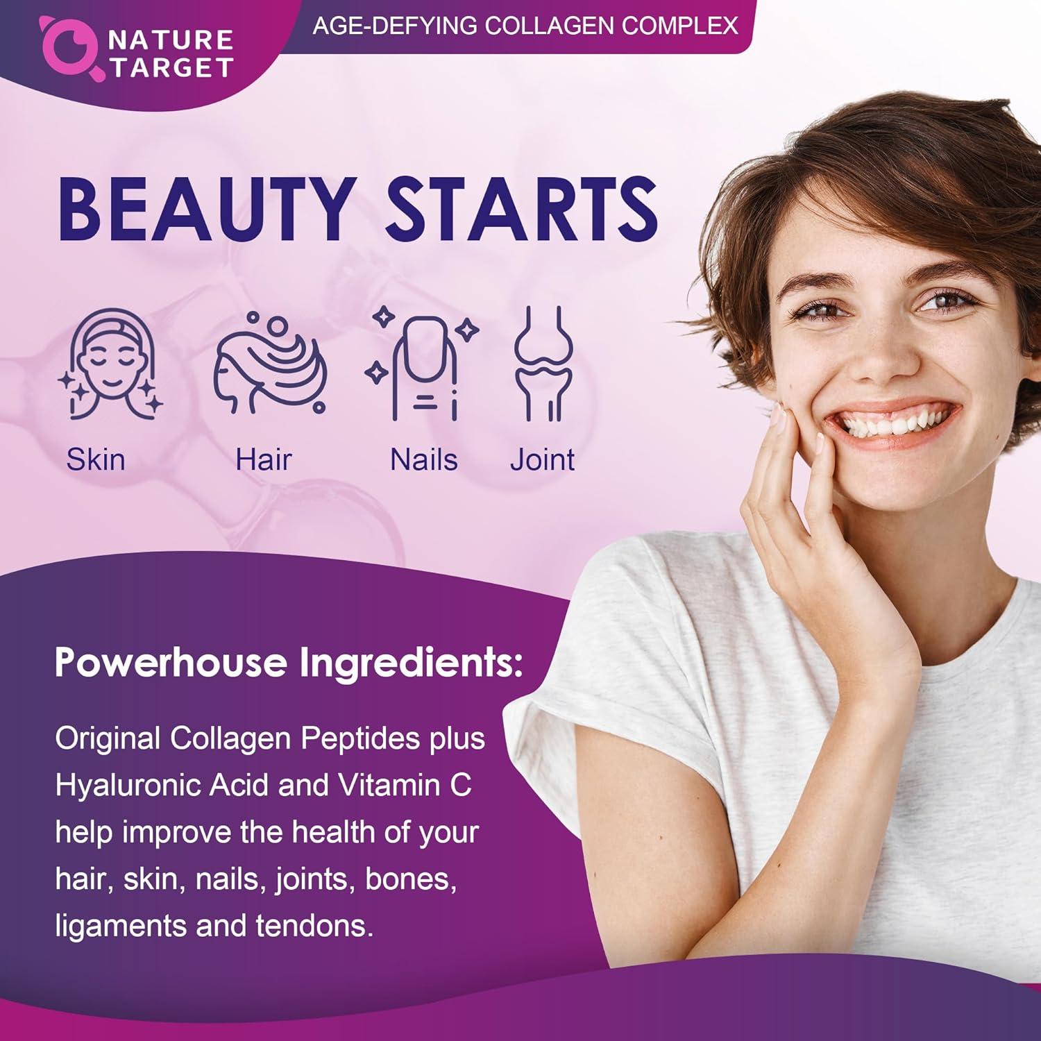 Multi Collagen Peptides Powder, with Hyaluronic Acid & Vitamin C