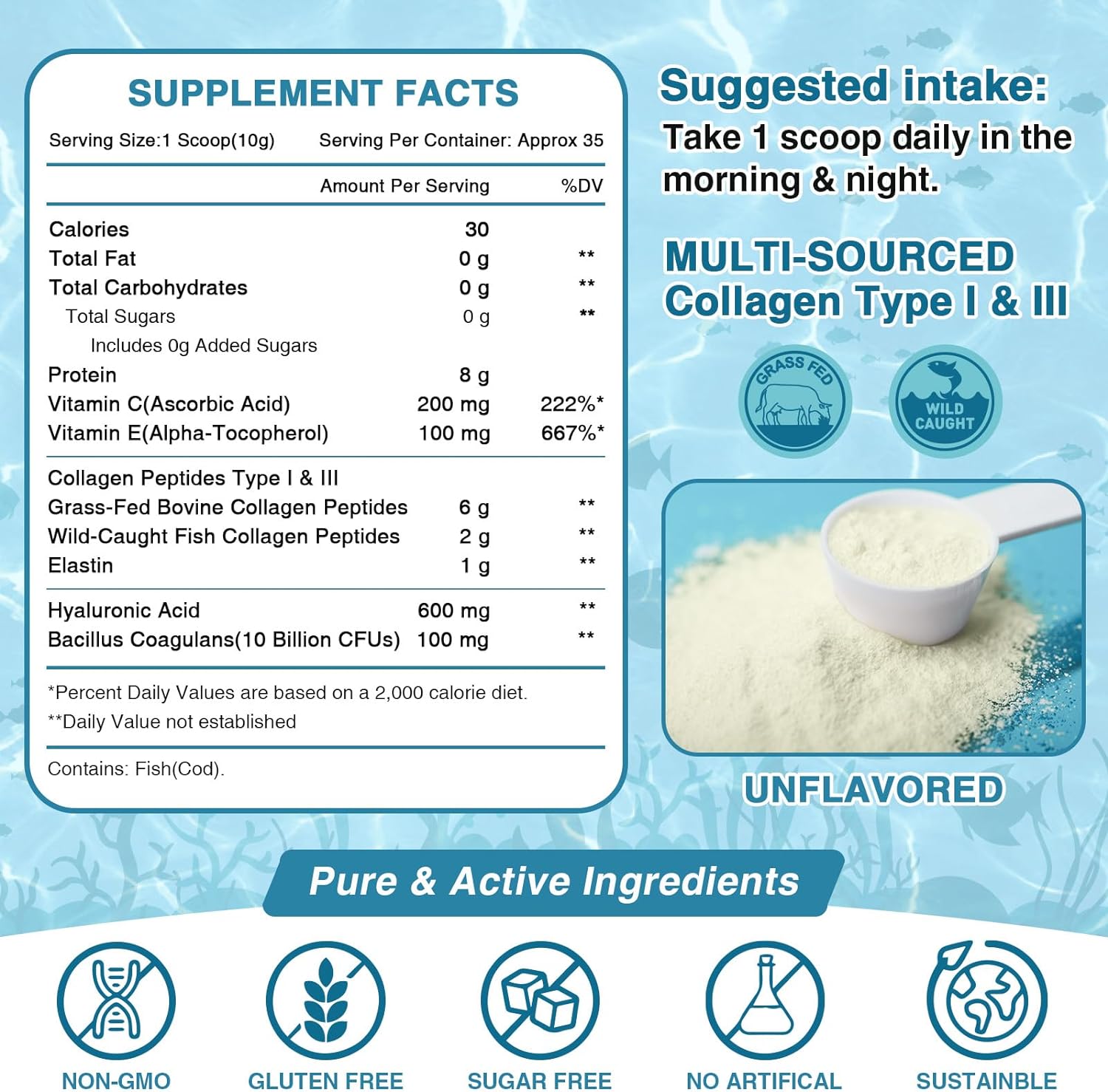 Nature Target Marine Collagen Peptides Powder Ingredient Information