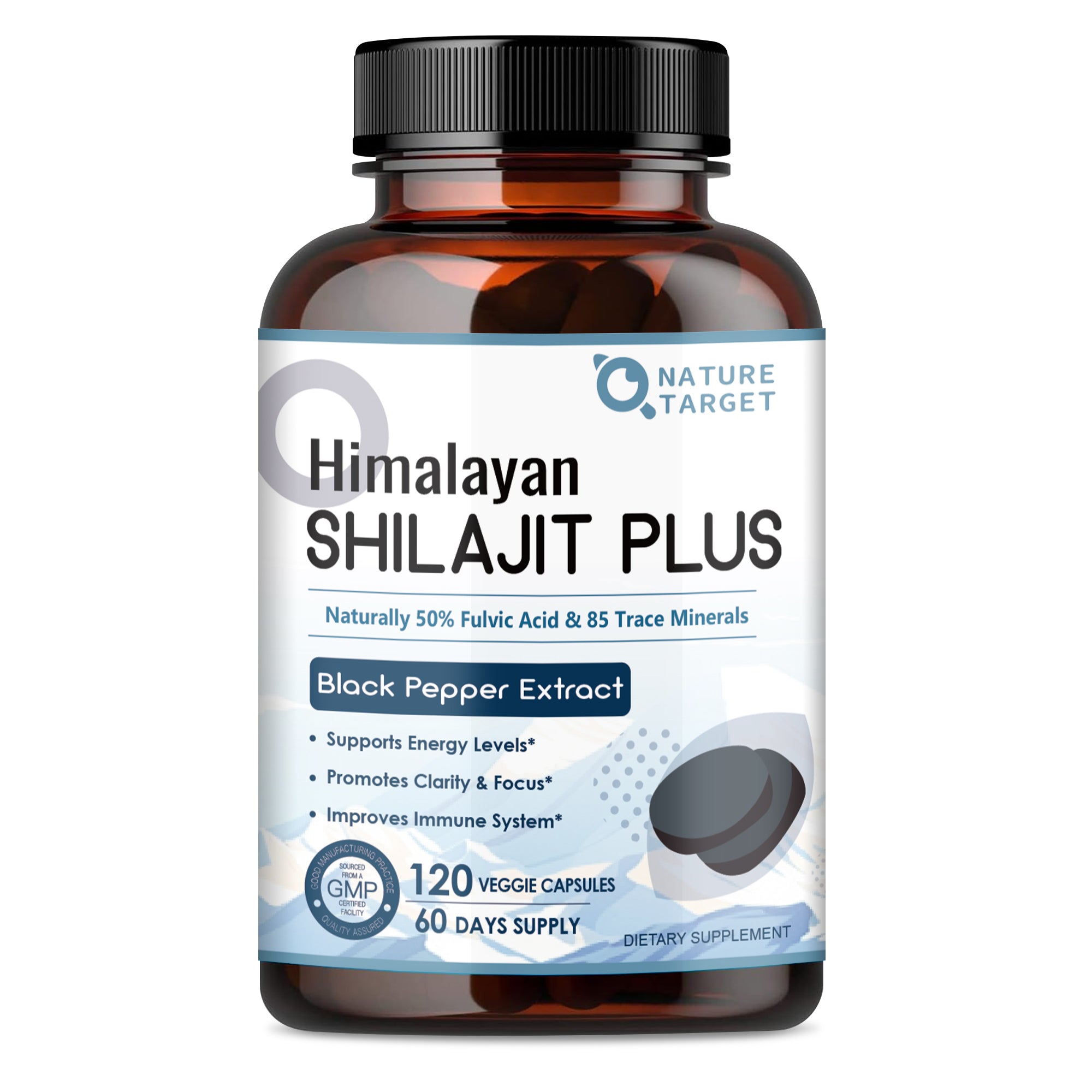 Natural Himalayan Shilajit Capsules, Rich in Fulvic Acid, Humic