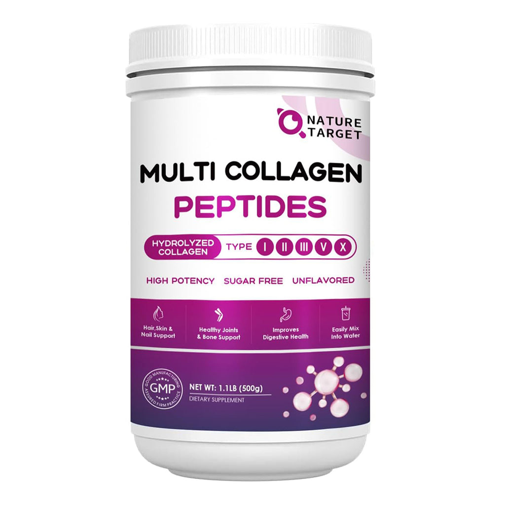 Natural Hydrolyzed Multi Collagen Peptides Powder, with Hyaluronic Acid & Vitamin C