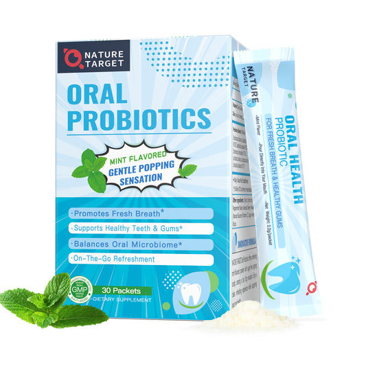 Oral Probiotics for Fresh Breath, Teeth & Gum Support with Zinc & Vitamin C, Sugar-Free, Natural Mint Flavor, 9 Billion CFU, 30 Packets