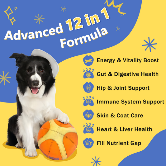 Dog 12-in-1 Multivitamin with Glucosamine 220mg, Probiotics 5B CFUs & Digestive Enzymes, 120 Freeze-Dried Chews