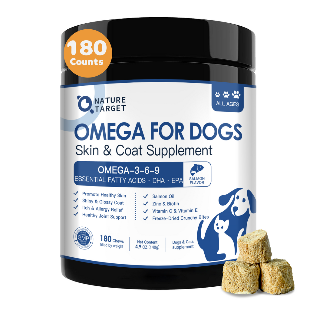 Dogs & Cat Probiotics with Omega 3 Fish Oil EPA & DHA Fatty Acids, 180 Tablets