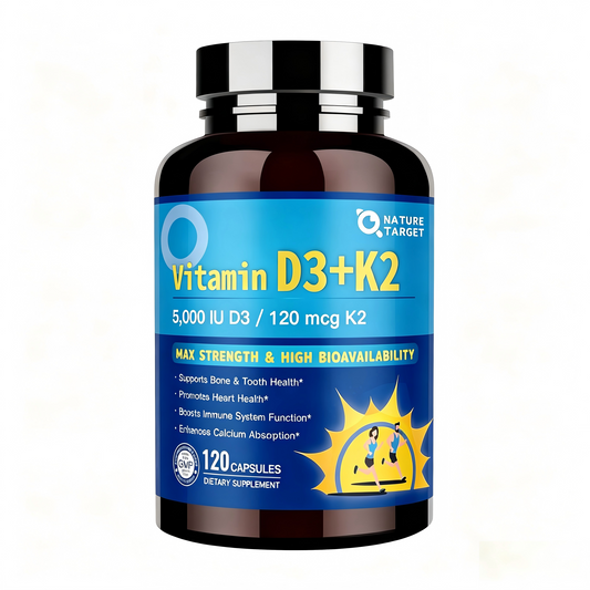 Vitamin D3 K2 with Calcium Magnesium 6in1 for Bone Heart Immune, 5000 IU, 120 Servings