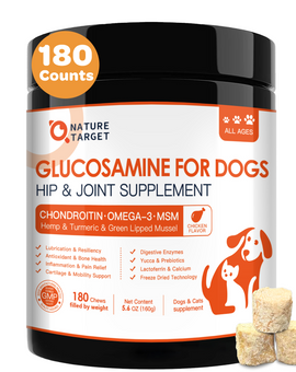 Dogs Glucosamine Chews with Chondroitin + MSM + Omega-3 for Joint Support, 180ct