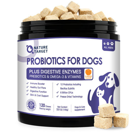 Digestive and Allergy Support Probiotics Chews for Dogs with Prebiotics Enzymes and Multivitamins 120 Chews