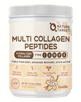 Multi Collagen Peptides Type I II III V X, Vitamin C & Zinc, Vanilla, 35 Servings