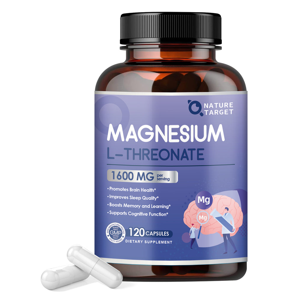 Magnesium L-Threonate Capsules, High Absorption Magnesium Supplement 1600mg, 120 Vegan Capsules