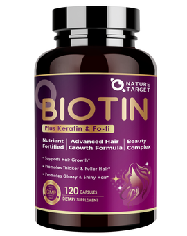 Biotin 10000mcg + Hair Growth Complex 500mg with Keratin & BioPerine, 120 Vcaps