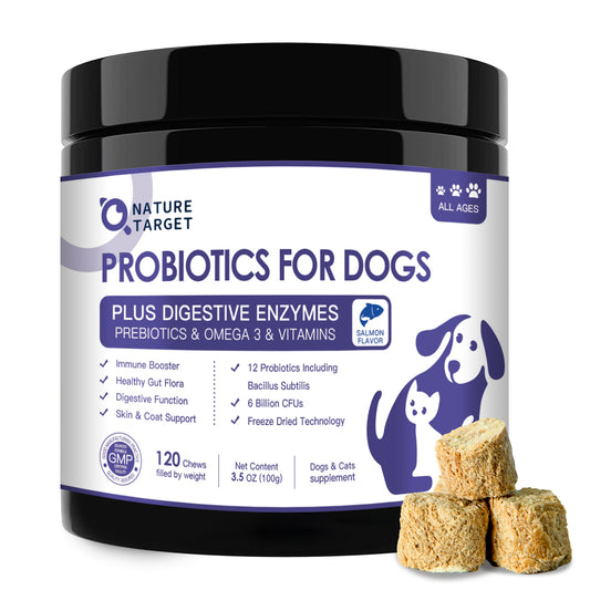 Dogs & Cats Omega-3 Salmon Flavor Probiotics,Vitamins and Omega 3, 120 Chews