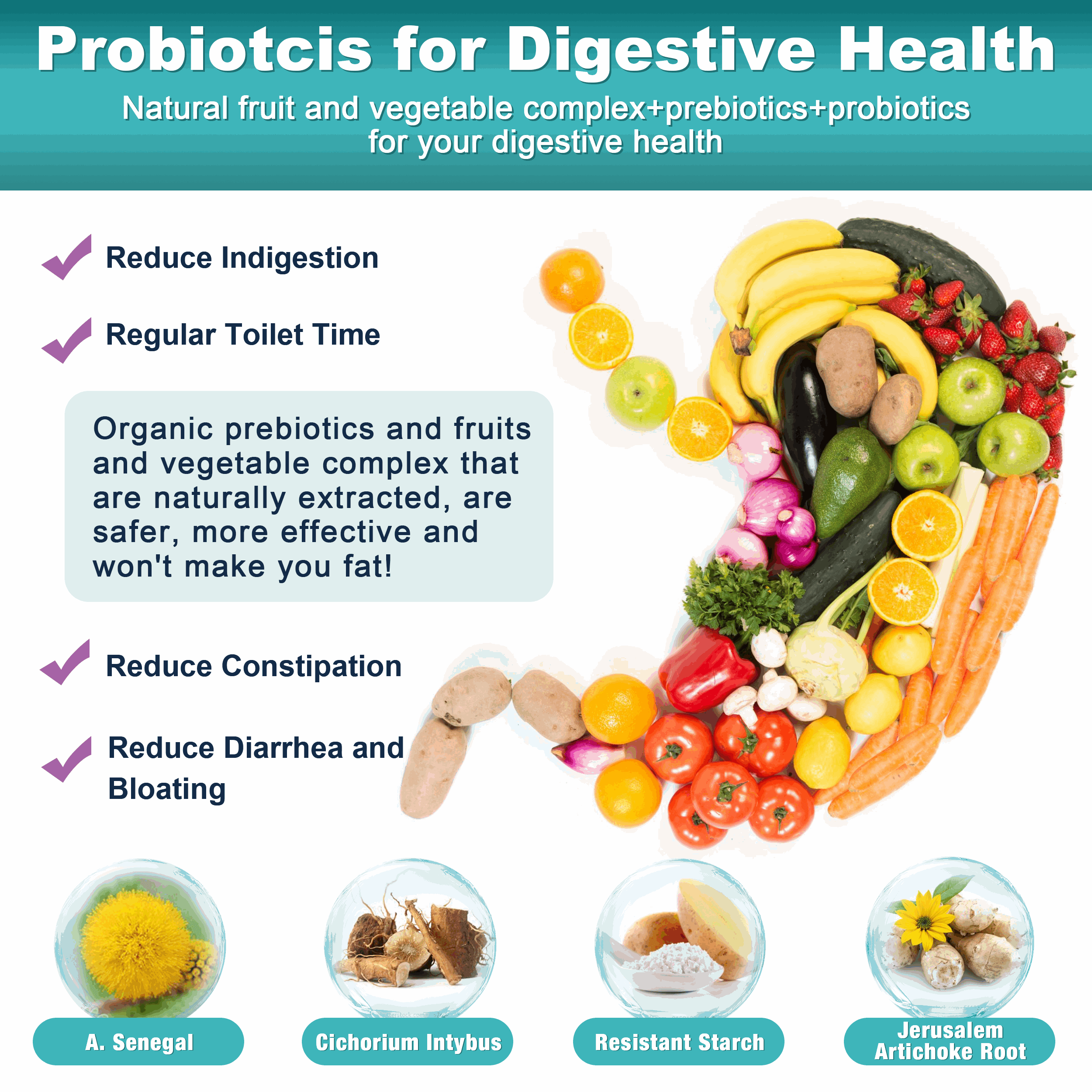 NATURE TARGET Probiotics for Women-Men-Kids Digestive Health 90 Veggie Capsules ( 45 Days Supply )