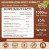 Ashwagandha Root Extract 1000mg with Magnesium and L-Theanine, 120 Vegan Capsules