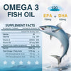 Omega 3 Fish Oil 2000mg with Vitamins D3 E A, EPA DHA, 120 Softgels for Heart Brain Immune Health