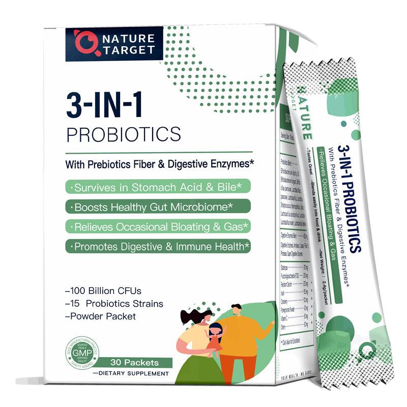 NATURE TARGET Probiotics for Digestive Health for Women&Men 30 Packets - Nature Target