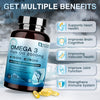 Omega 3 Fish Oil 2000mg with Vitamins D3 E A, EPA DHA, 120 Softgels for Heart Brain Immune Health