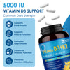 Vitamin D3 K2 with Calcium Magnesium 6in1 for Bone Heart Immune, 5000 IU, 120 Servings