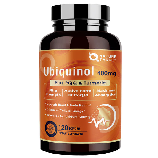 Ubiquinol CoQ10 400mg for Heart Brain Energy, High Absorption, 120 Softgels