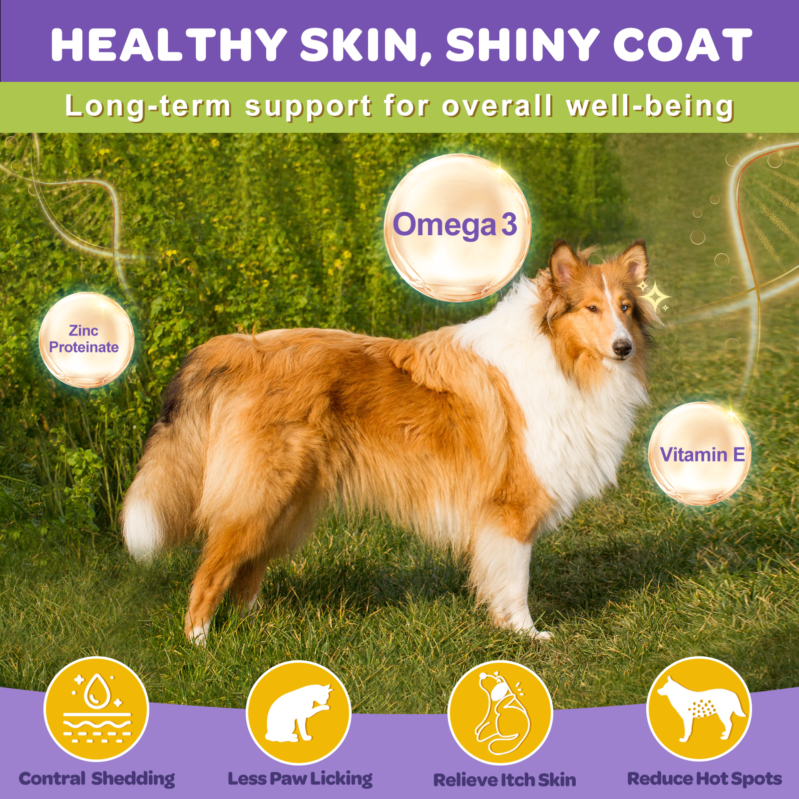 Dogs & Cats Omega-3 Duck Flavor Probiotics,Vitamins and Omega 3, 120 Chews