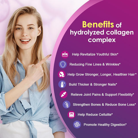 Natural Hydrolyzed Multi Collagen Peptides Powder, with Hyaluronic Acid & Vitamin C