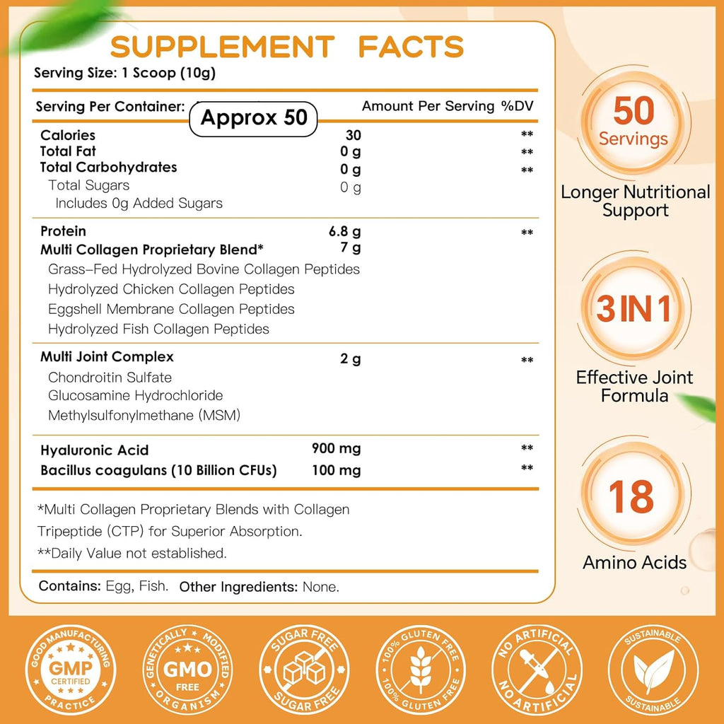 Ingredients information of NATURE TARGET Multi Collagen Peptides Powder.