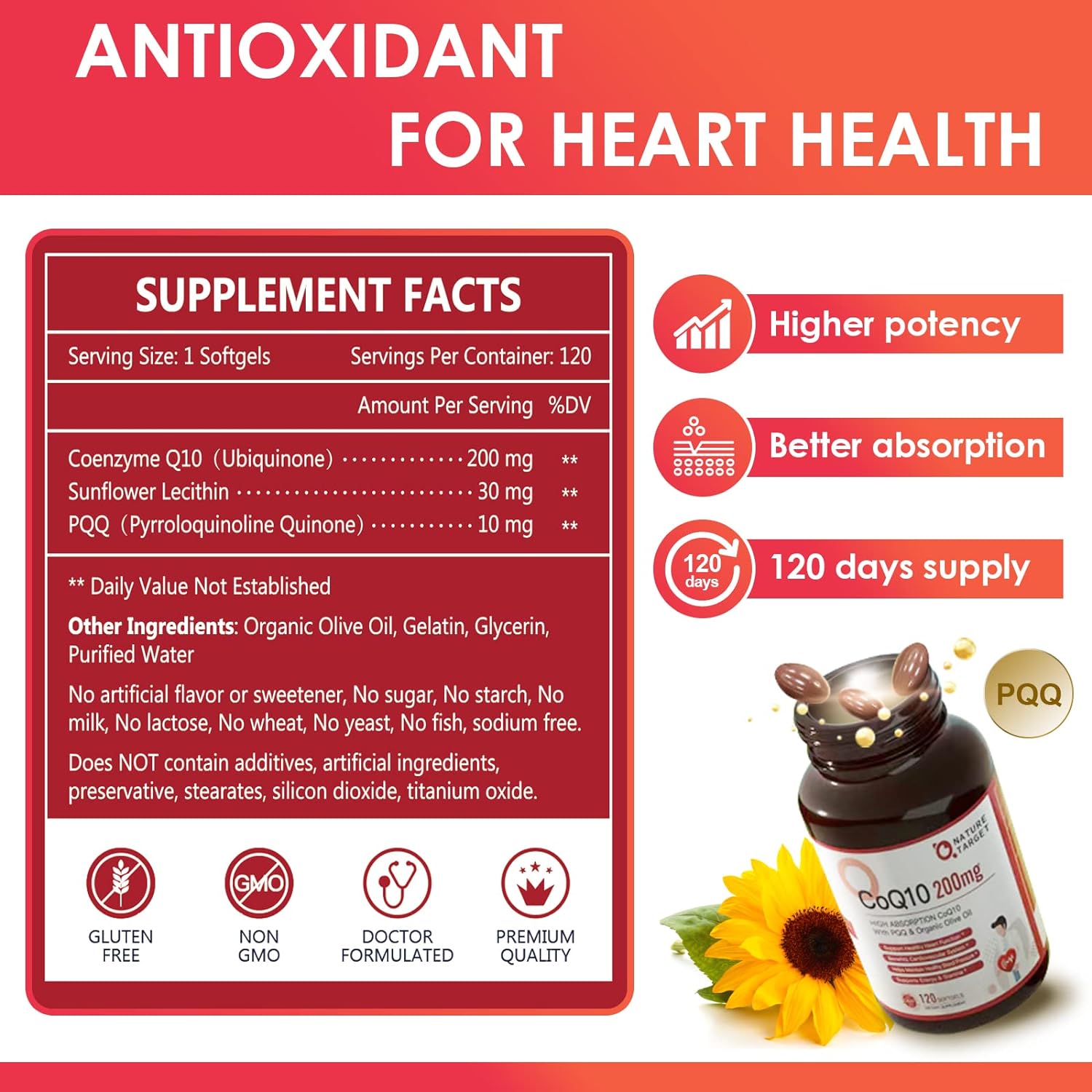 Nature Target CoQ10 200mg Softgels Ingredients