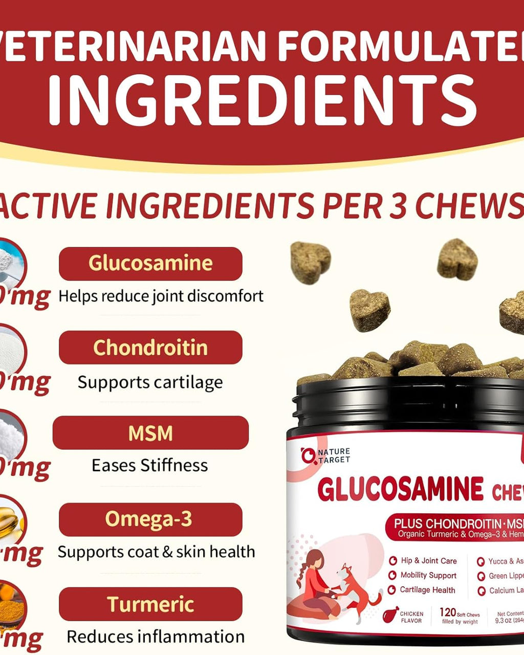 Glucosamine Chews Supplement for Dog & Cat, with Joint Health - Nature ...