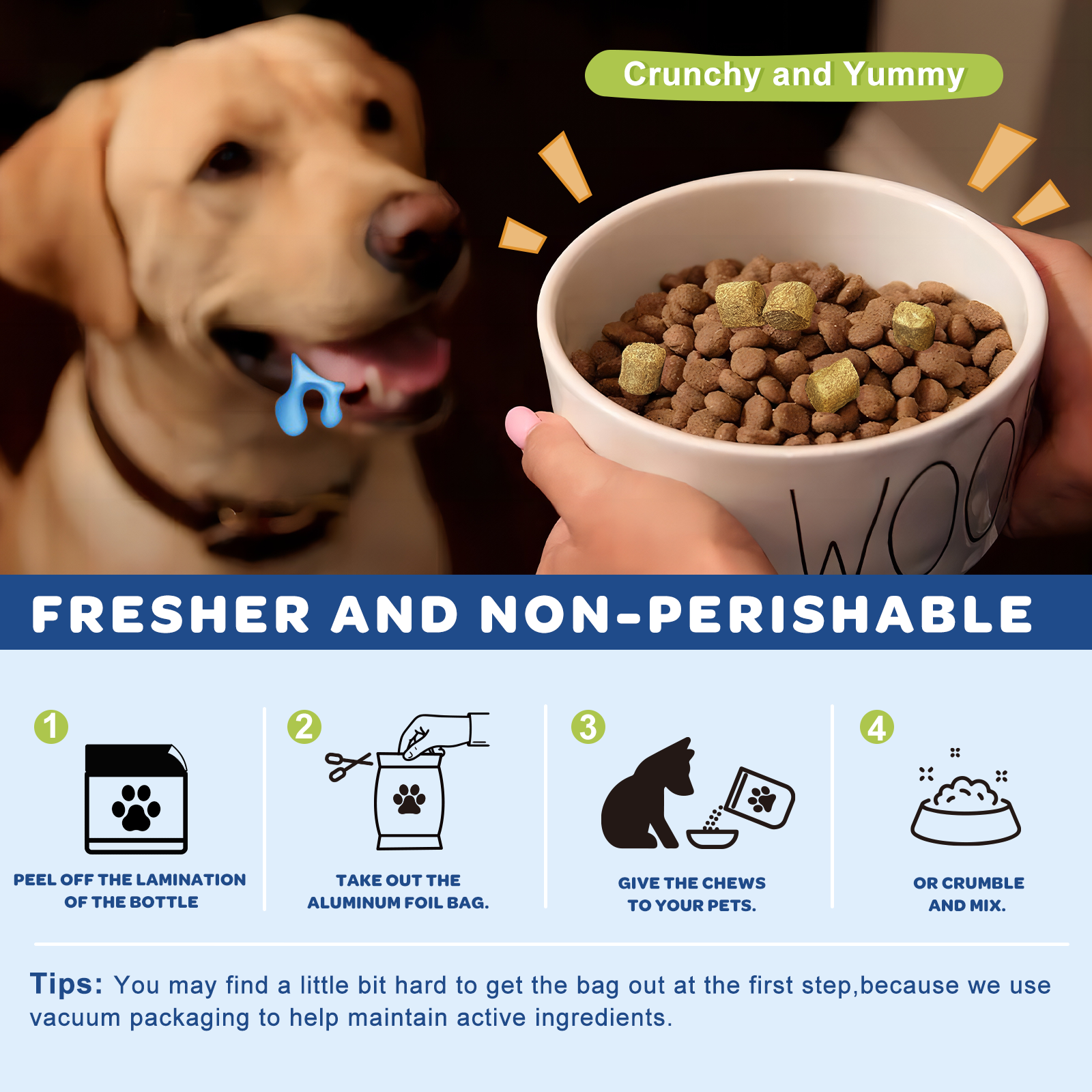 Dogs & Cat Probiotics with Omega 3 Fish Oil EPA & DHA Fatty Acids, 180 Tablets