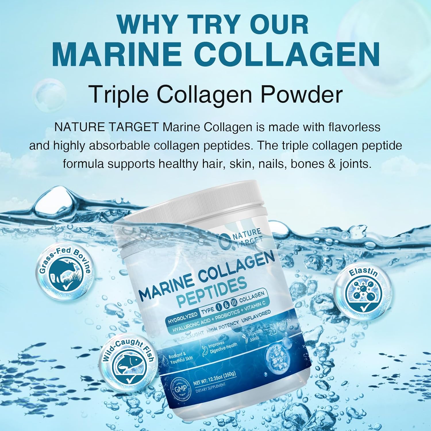 Wild Caught Marine Collagen Peptides Powder, with 18 Amino Acids ...