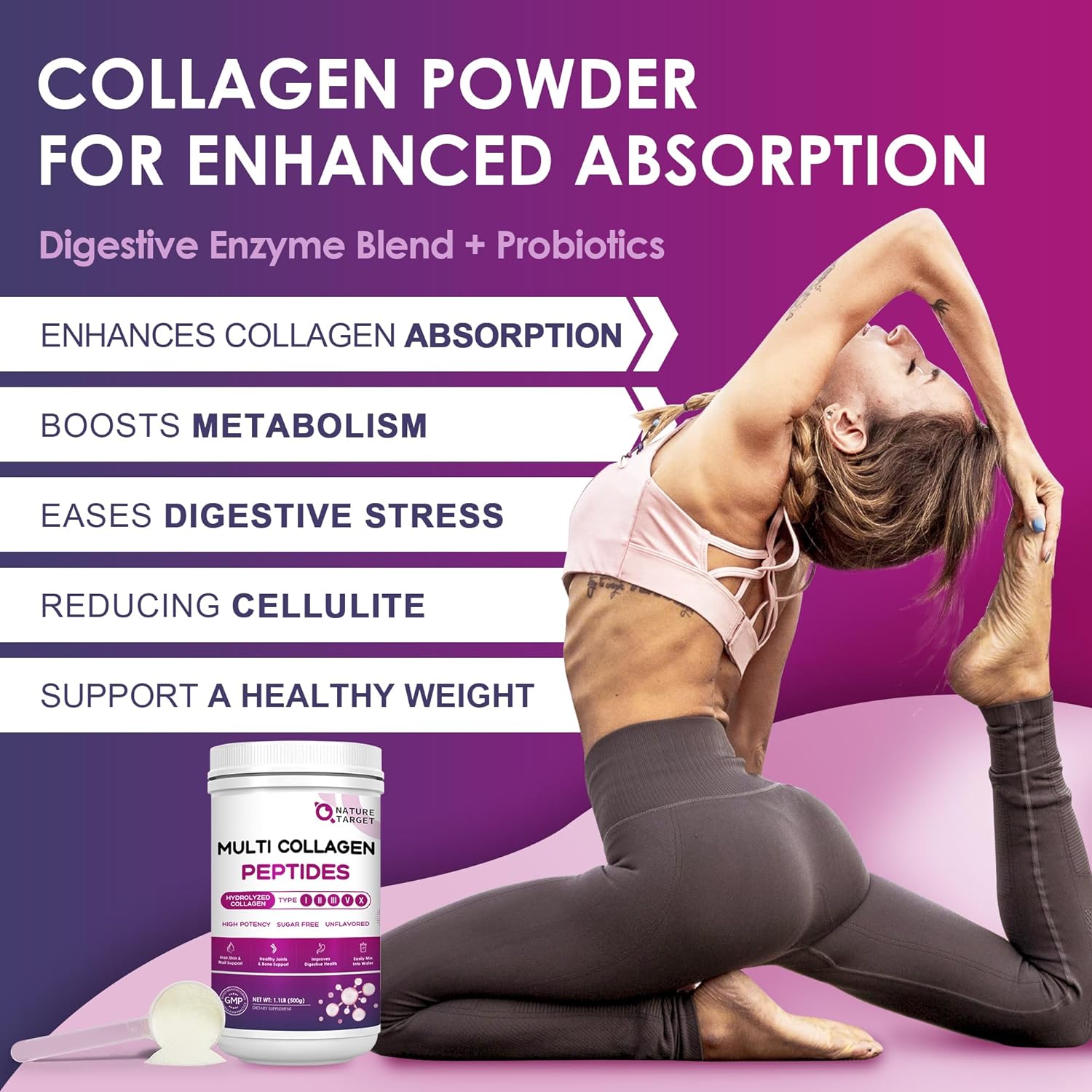 NATURE TARGET Multi Collagen Peptides Powder 500G