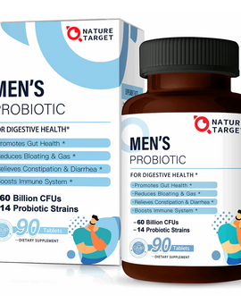 Men's Probiotics 60 Billion CFUs, 14 Strains + Organic Prebiotics, 90 Tablets