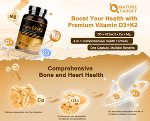 Enhance Your Bone and Heart Health with A Premium Vitamin D3 + K2 Supplement