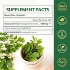 Moringa Capsules, from Pure Moringa Leaves, for Immune, Daily Wellness Supplement