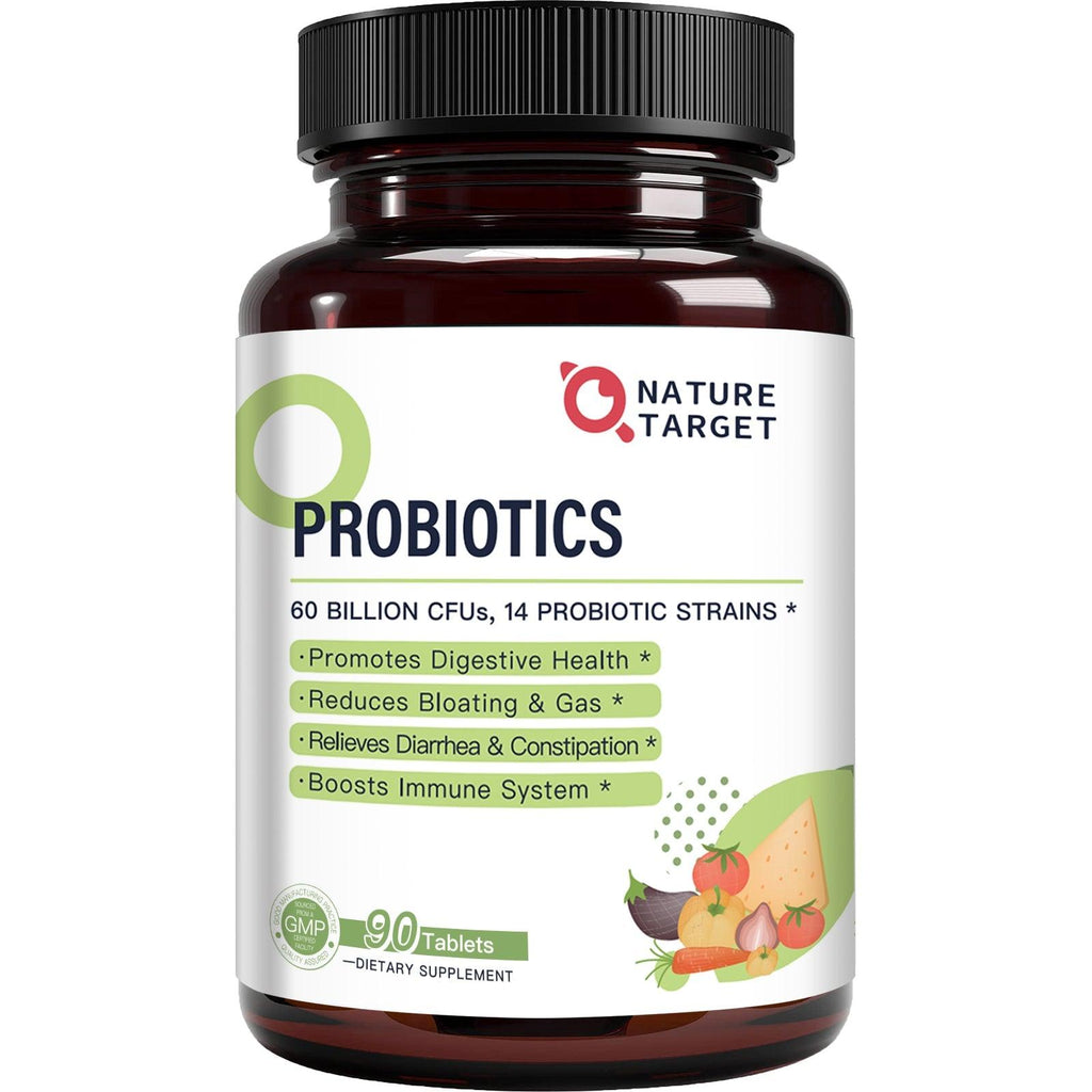 NATURE TARGET Probiotics 60 Billion CFU - Probiotics for Women & Men 90 Count Nature Target