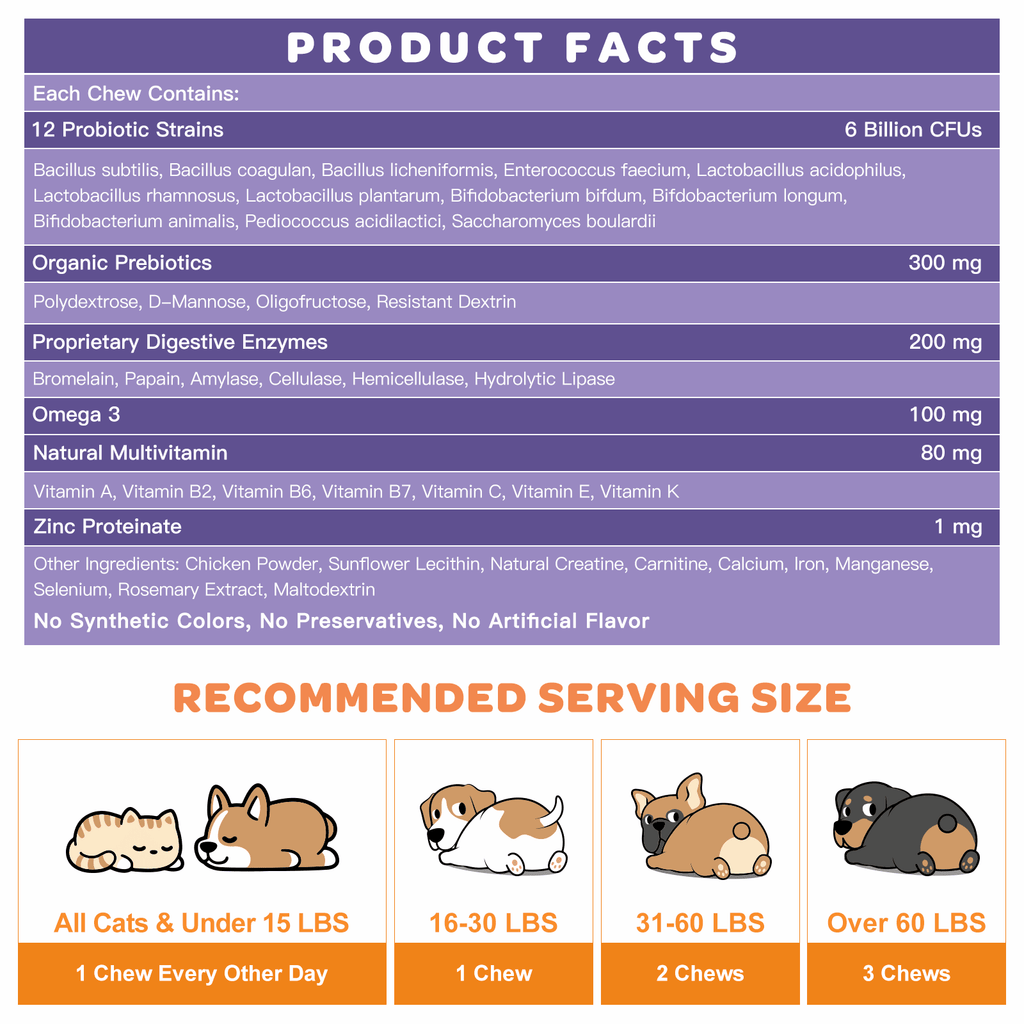 Composition of probiotics for dogs & cats