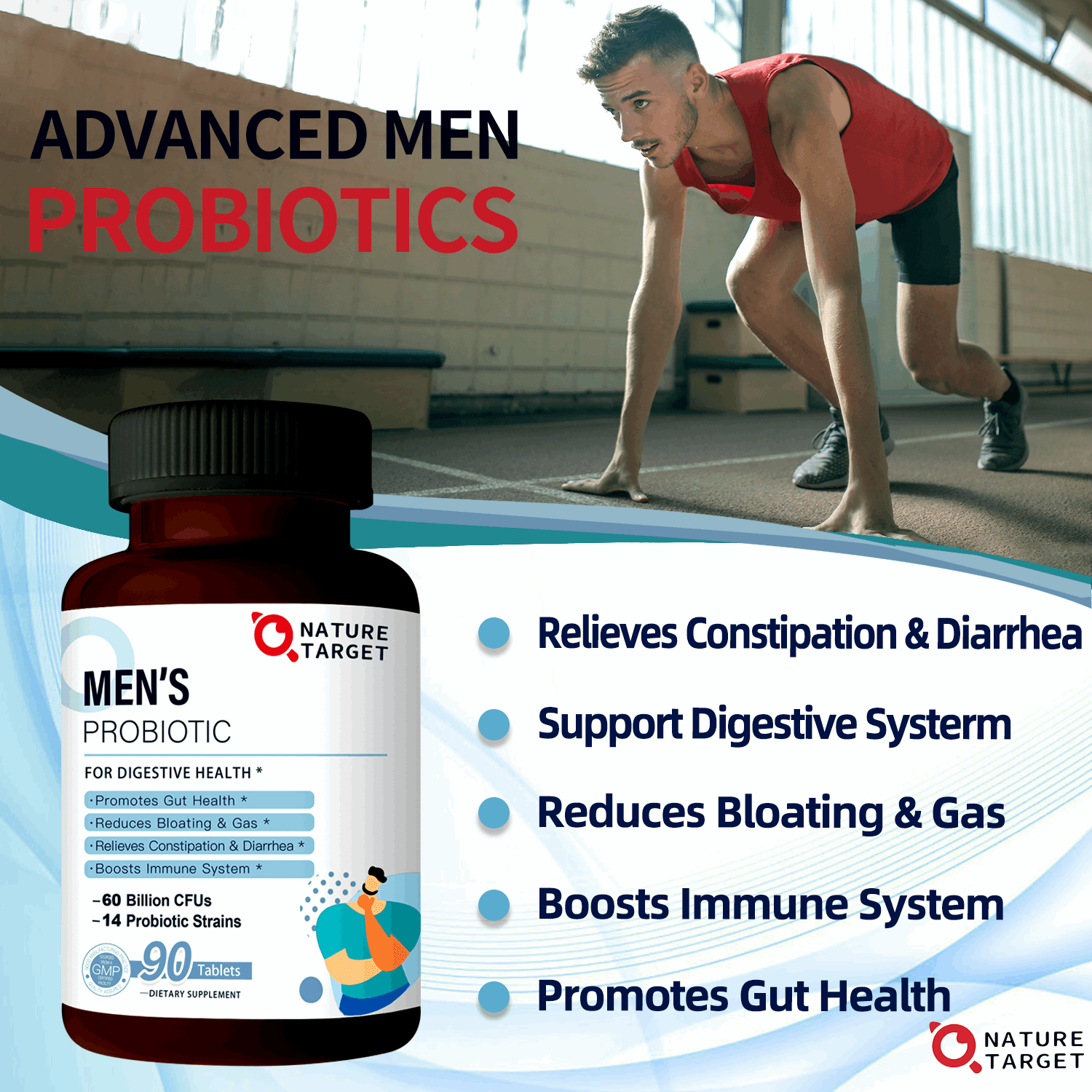 NATURE TARGET Probiotics for Men with Men Care Supplement（90 Tablets） Nature Target