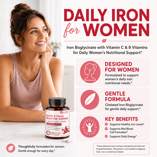 Iron Bisglycinate 25mg + Vitamin C 100mg + B-Complex, Unflavored, 120 Vcaps