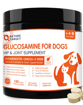 Dog & Cat Glucosamine HCl 250mg + Chondroitin 100mg + MSM 100mg + Green Lipped Mussel 70mg + Digestive Enzymes 50mg, Chicken Flavor, 120 Chews