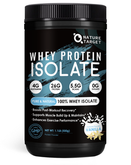 Grass-Fed Whey Protein Isolate 26g with BCAAs 5.5g, Natural Vanilla, 16 Servings