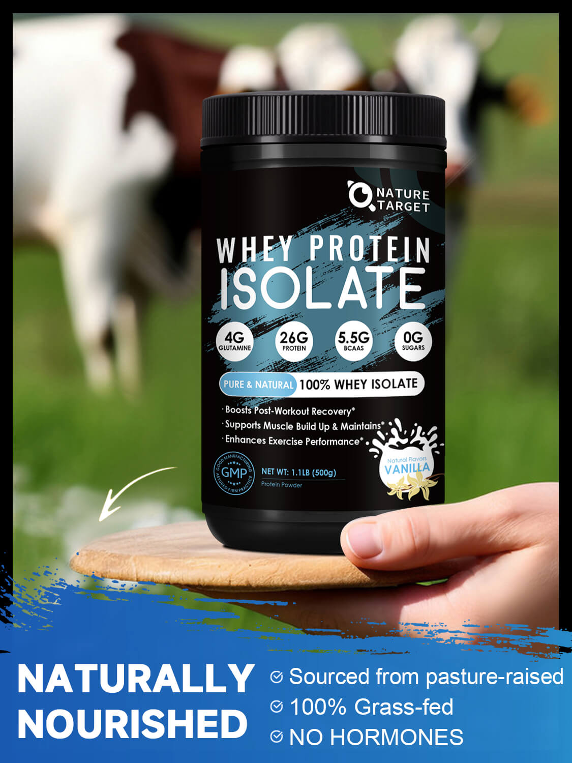 Vanilla Protein Powder, Whey Protein Isolate, 26G Protein/Serving, 1.1LB